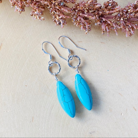 TURQUOISE Gemstone Silver Earrings boho Earrings - Picture 5 of 6